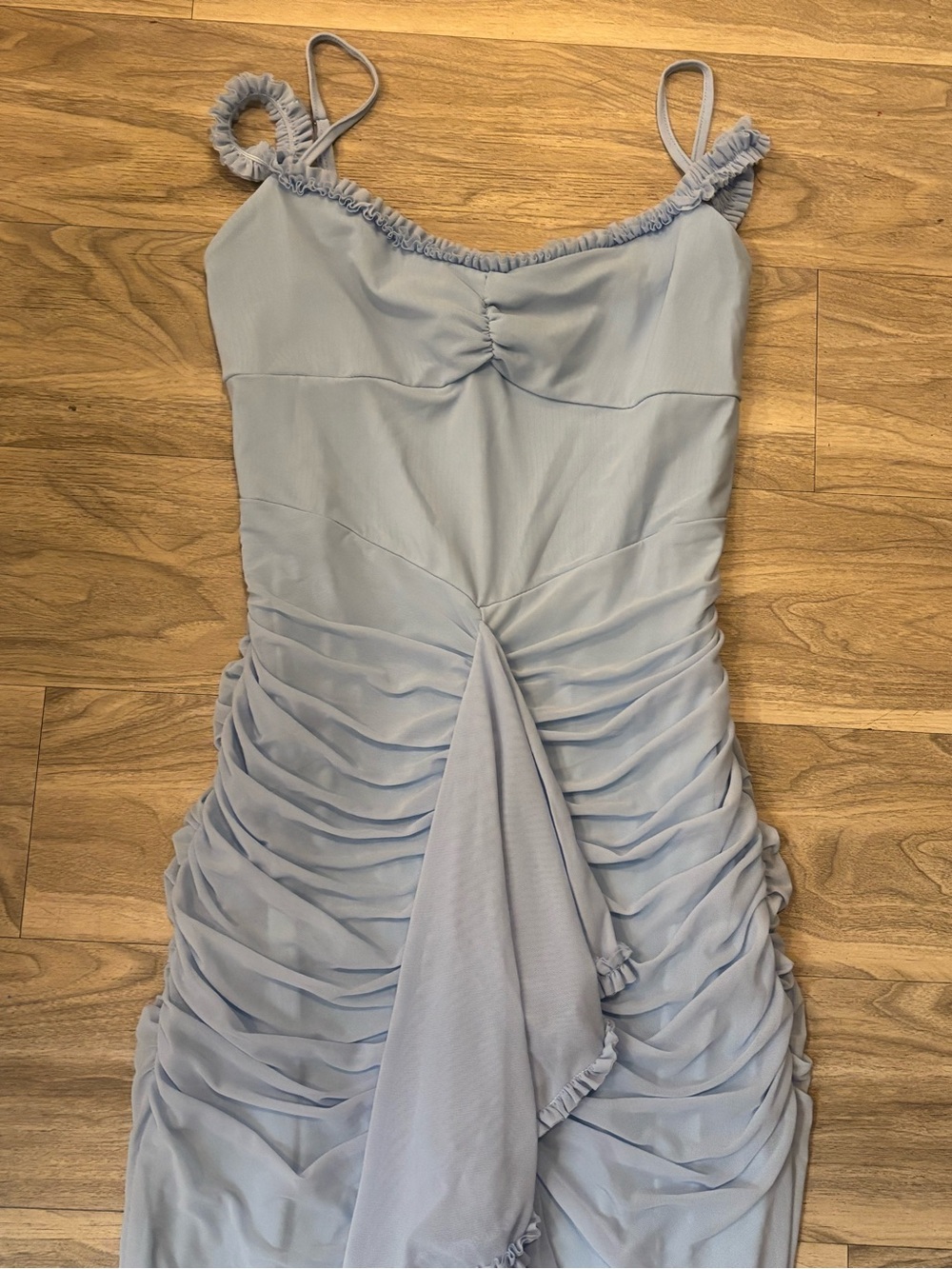 Light Blue Ruffled Slip Dress - Picture 5 of 7
